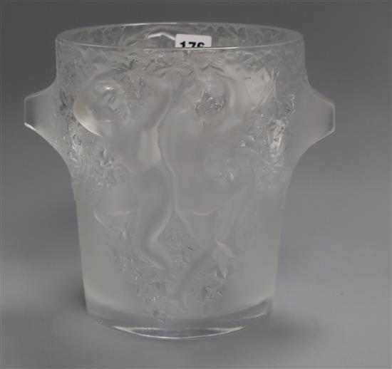 A Lalique glass wine cooler height 23cm